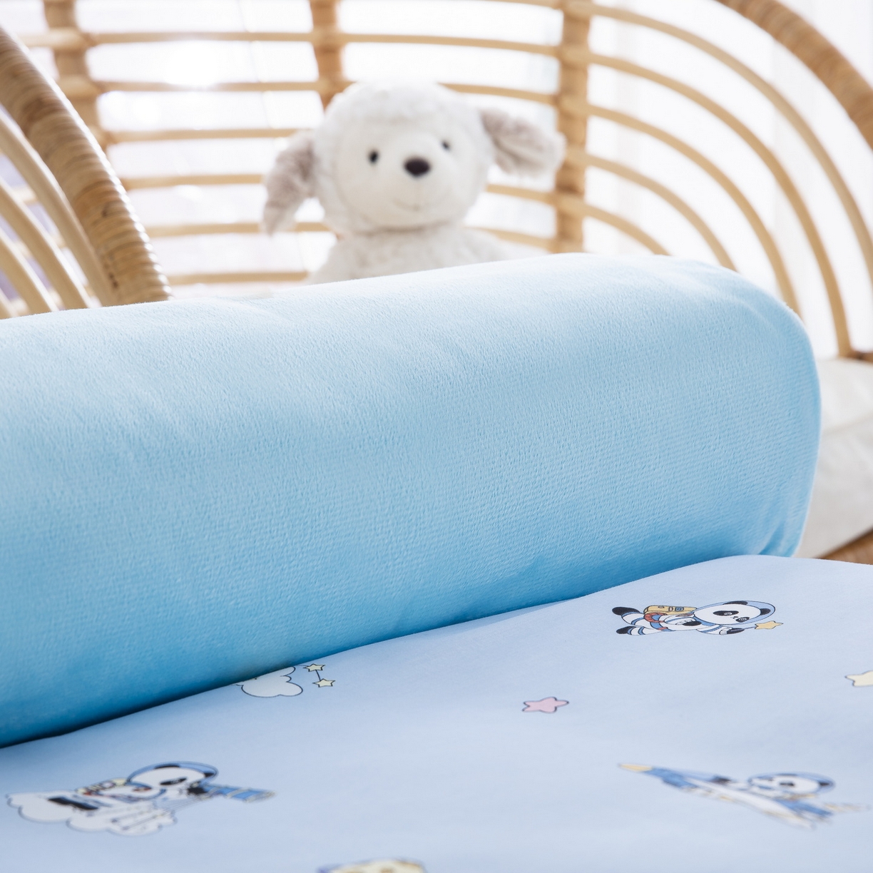 91家纺网 家纺一手货源 找家纺 乐秀 2026新款幼儿园双面四季款儿童床垫套+床垫芯 熊猫太空人