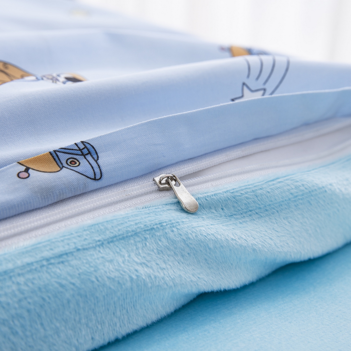 91家纺网 家纺一手货源 找家纺 乐秀 2026新款幼儿园双面四季款儿童床垫套+床垫芯 熊猫太空人