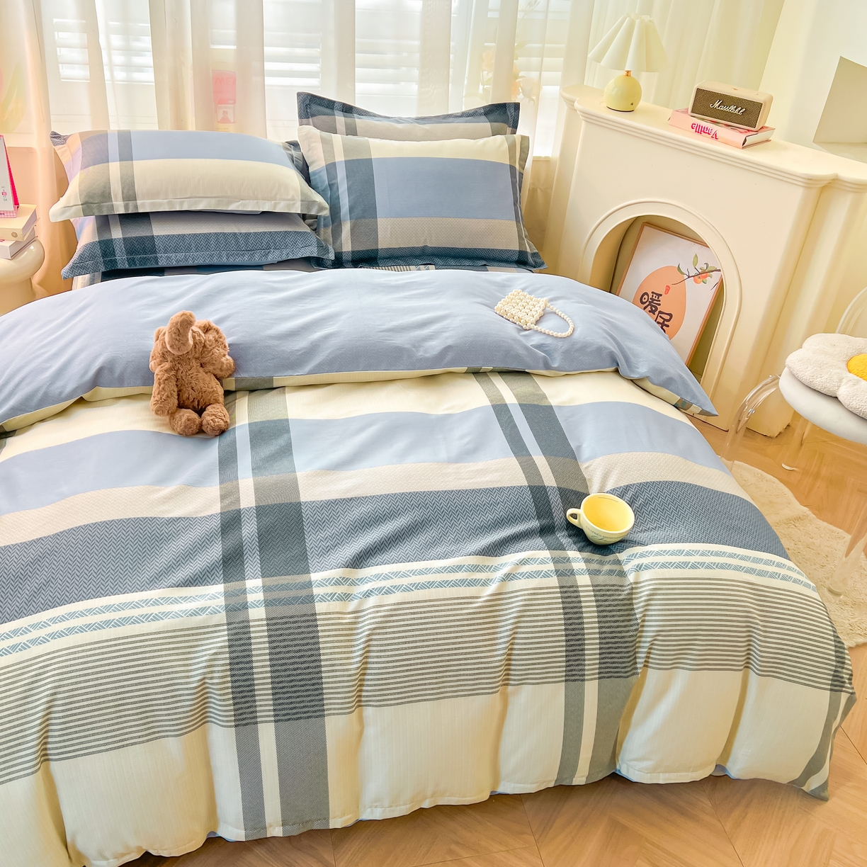 91家纺网 家纺一手货源 找家纺 珂博家纺 2026新款12868全棉纯棉小清新印花四件套 格调都市