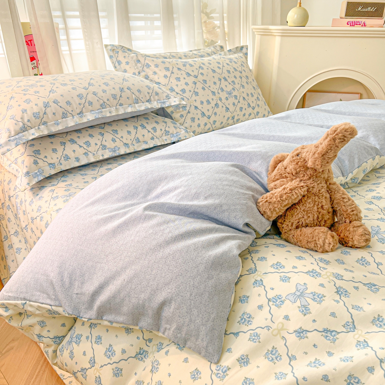 91家纺网 家纺一手货源 找家纺 珂博家纺 2026新款12868全棉纯棉小清新印花四件套 浪漫满屋