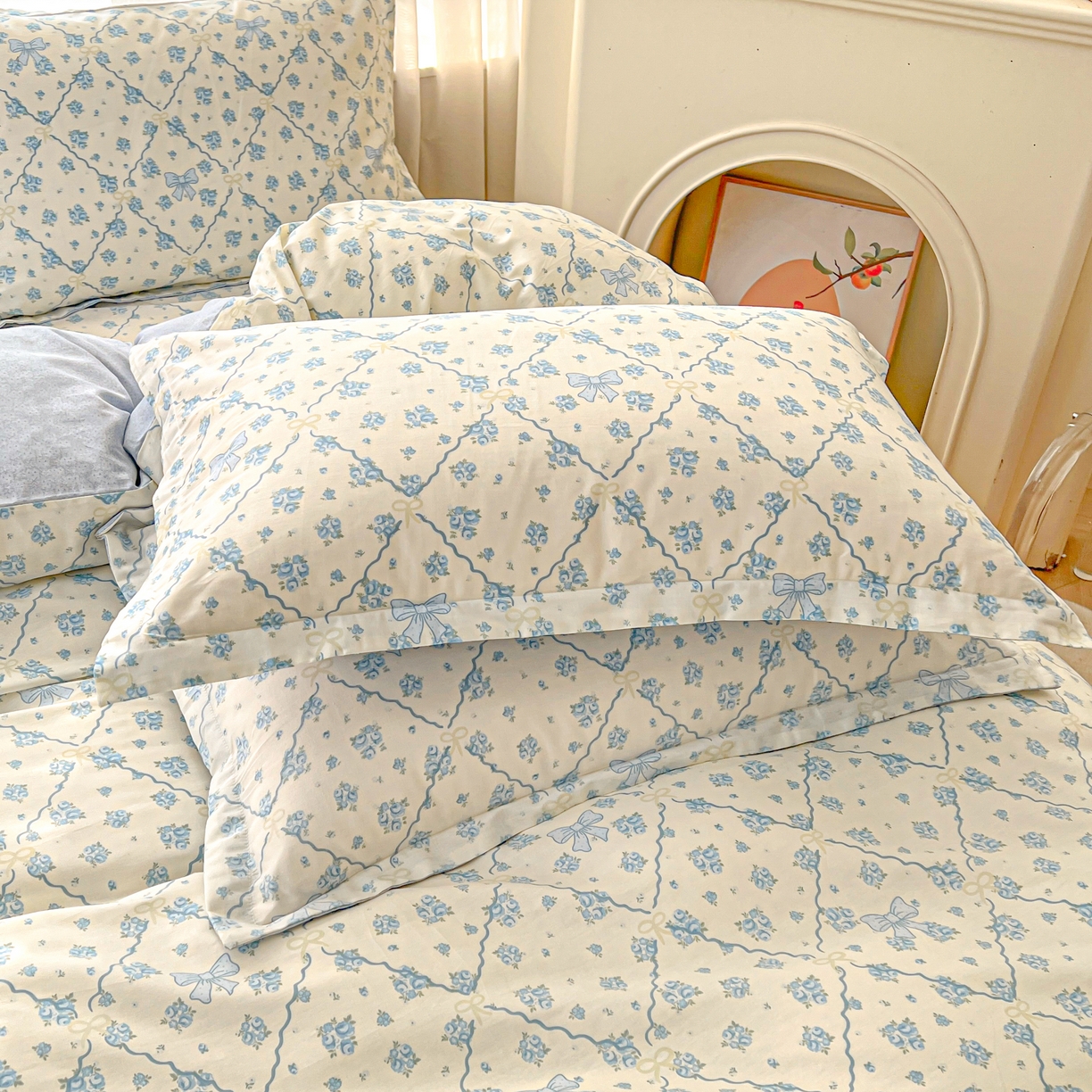 91家纺网 家纺一手货源 找家纺 珂博家纺 2026新款12868全棉纯棉小清新印花四件套 浪漫满屋