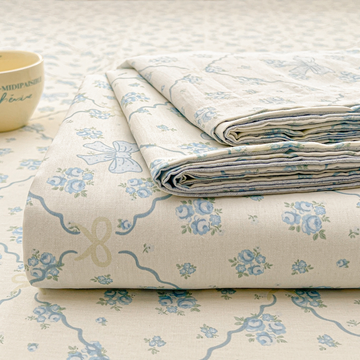 91家纺网 家纺一手货源 找家纺 珂博家纺 2026新款12868全棉纯棉小清新印花四件套 浪漫满屋