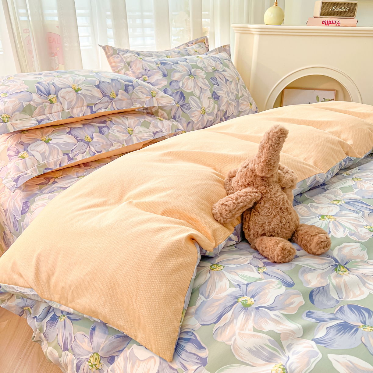 91家纺网 家纺一手货源 找家纺 珂博家纺 2026新款12868全棉纯棉小清新印花四件套 梦里繁花