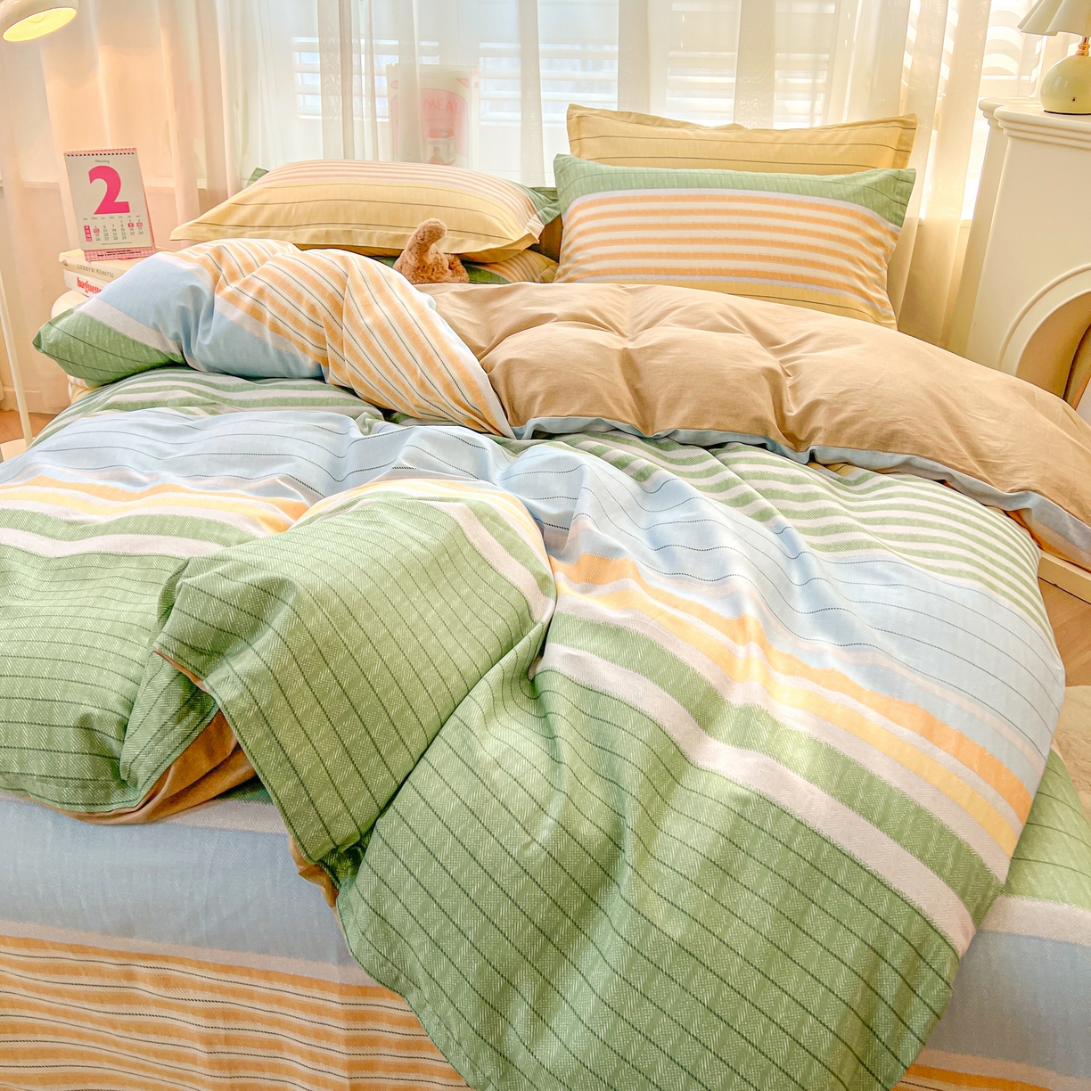 91家纺网 家纺一手货源 找家纺 珂博家纺 2026新款12868全棉纯棉小清新印花四件套 青春律动