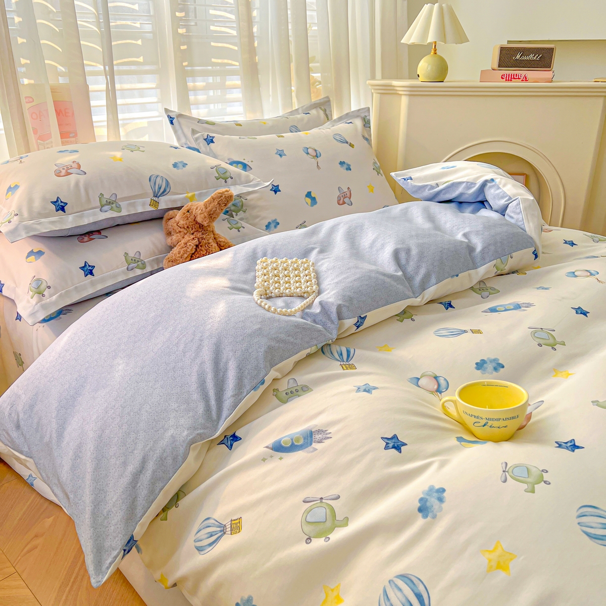 91家纺网 家纺一手货源 找家纺 珂博家纺 2026新款12868全棉纯棉小清新印花四件套 星辰大海