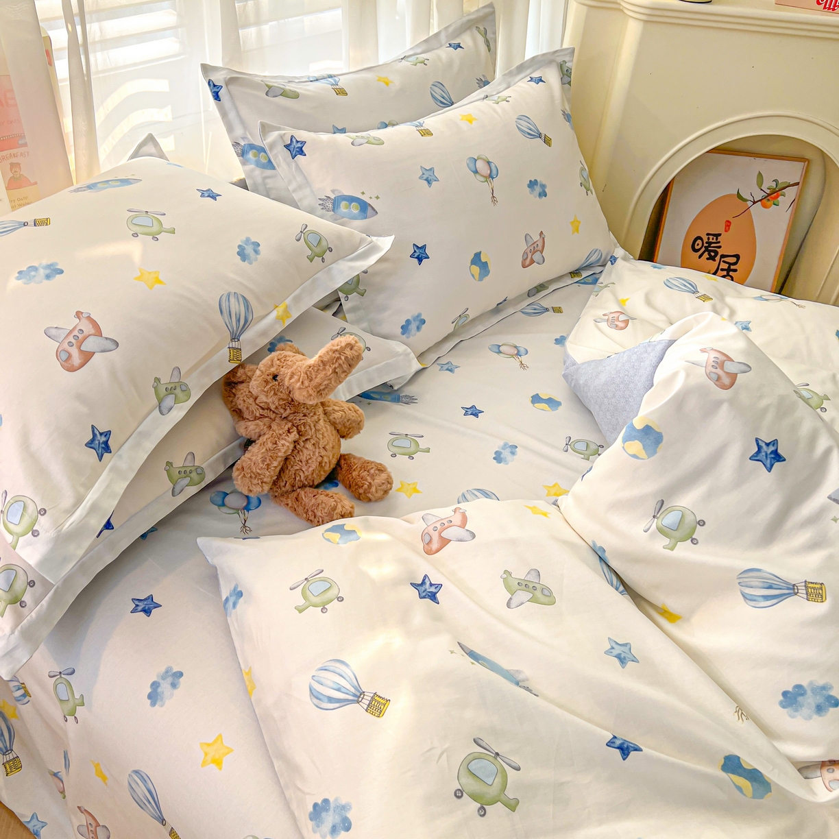 91家纺网 家纺一手货源 找家纺 珂博家纺 2026新款12868全棉纯棉小清新印花四件套 星辰大海