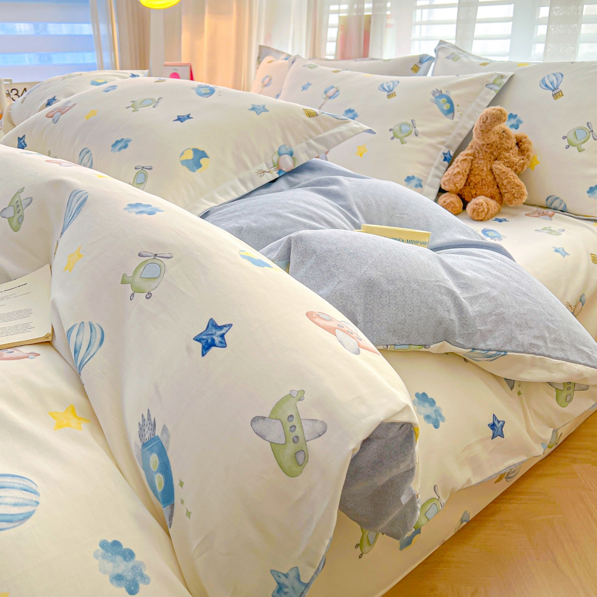 91家纺网 家纺一手货源 找家纺 珂博家纺 2026新款12868全棉纯棉小清新印花系列单品被套 星辰大海