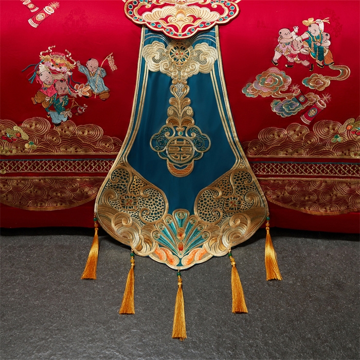 91家纺网 家纺一手货源 找家纺 红番天婚庆 （控价）2025新款全棉提花全棉贡缎提花新中式婚庆四件套多件套 百子祥瑞 