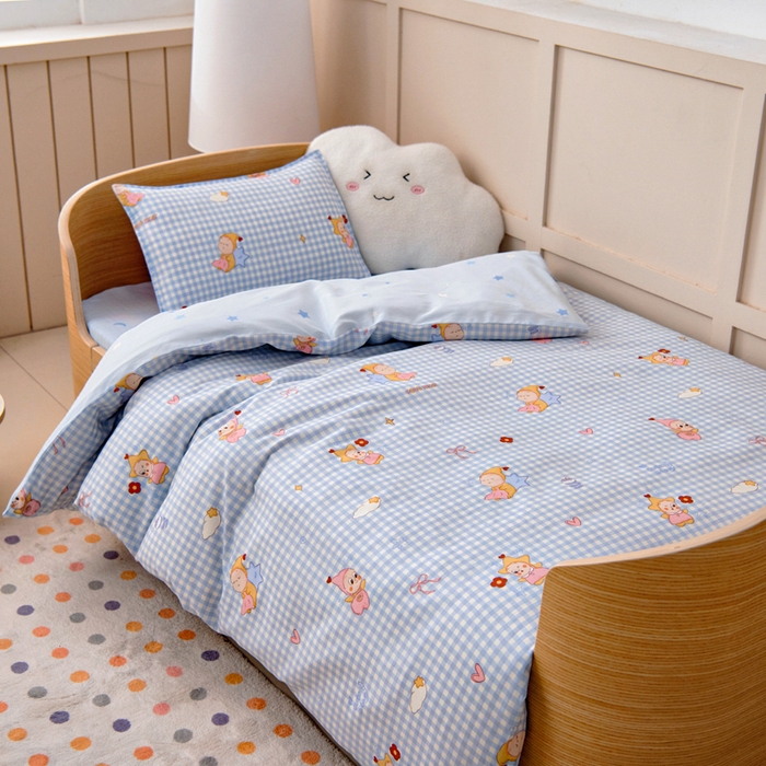 91家纺网 家纺一手货源 找家纺 鱼宝2026新款全棉幼儿园套件--萌趣系列 可爱宝宝