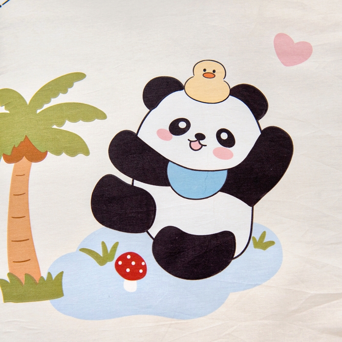 91家纺网 家纺一手货源 找家纺 鱼宝2026新款全棉幼儿园套件--萌趣系列 森林熊猫蓝