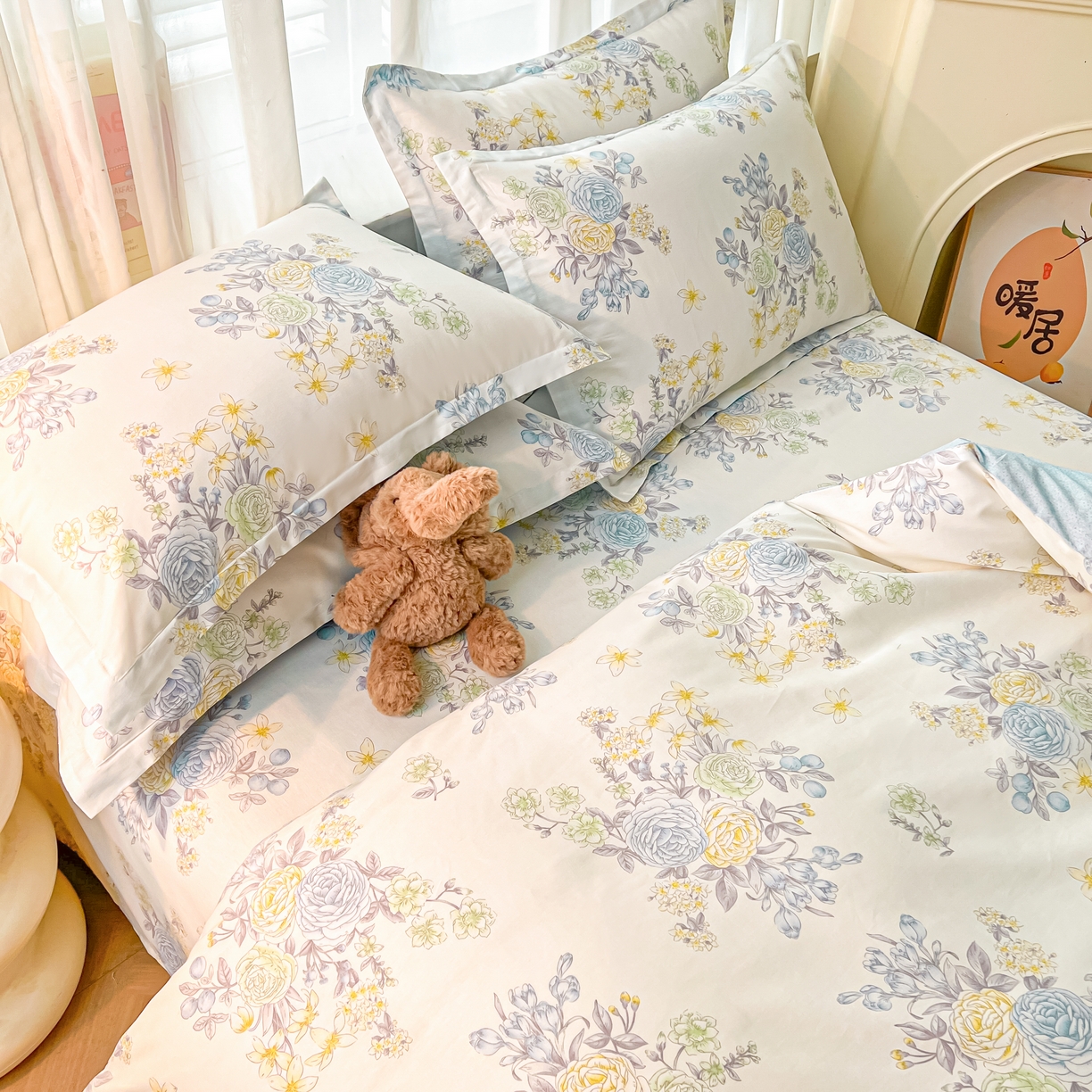 91家纺网 家纺一手货源 找家纺 珂博家纺 2026新款12868全棉纯棉小清新印花系列单品被套 晨曦花露