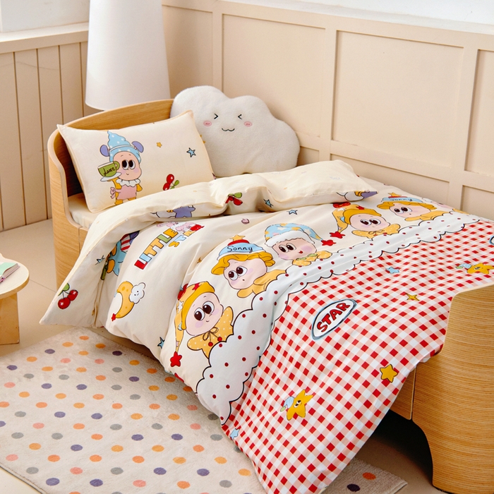 91家纺网 家纺一手货源 找家纺 鱼宝2026新款全棉幼儿园套件--萌趣系列 星星漫游记