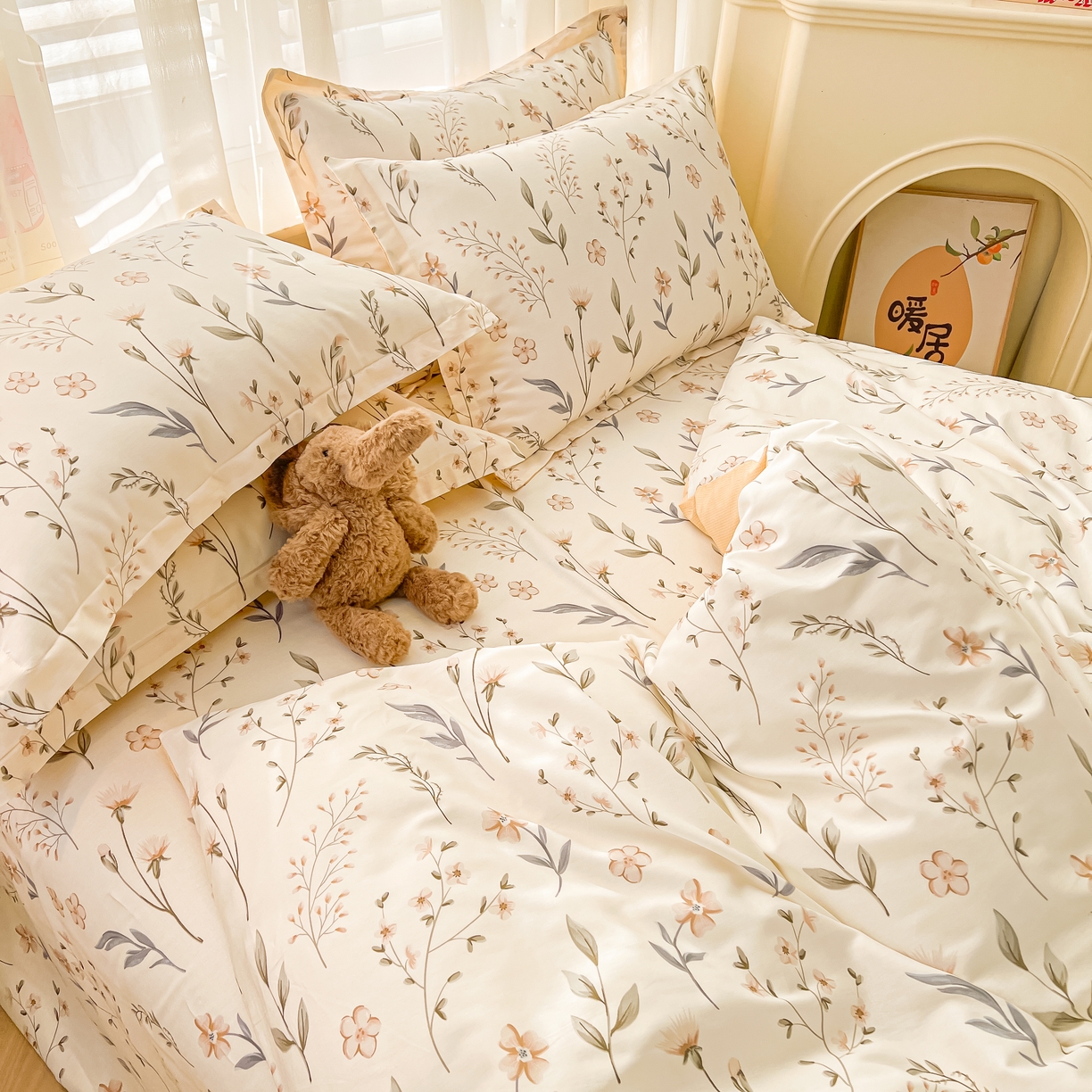 91家纺网 家纺一手货源 找家纺 珂博家纺 2026新款12868全棉纯棉小清新印花系列单品被套 花枝印象