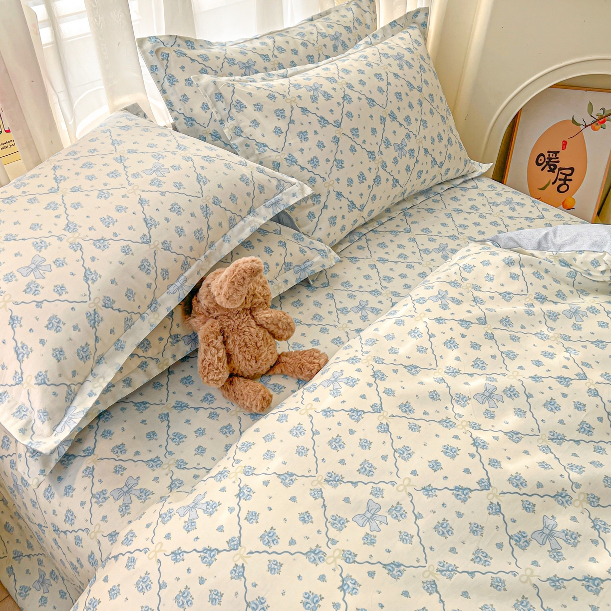 91家纺网 家纺一手货源 找家纺 珂博家纺 2026新款12868全棉纯棉小清新印花系列单品被套 浪漫满屋