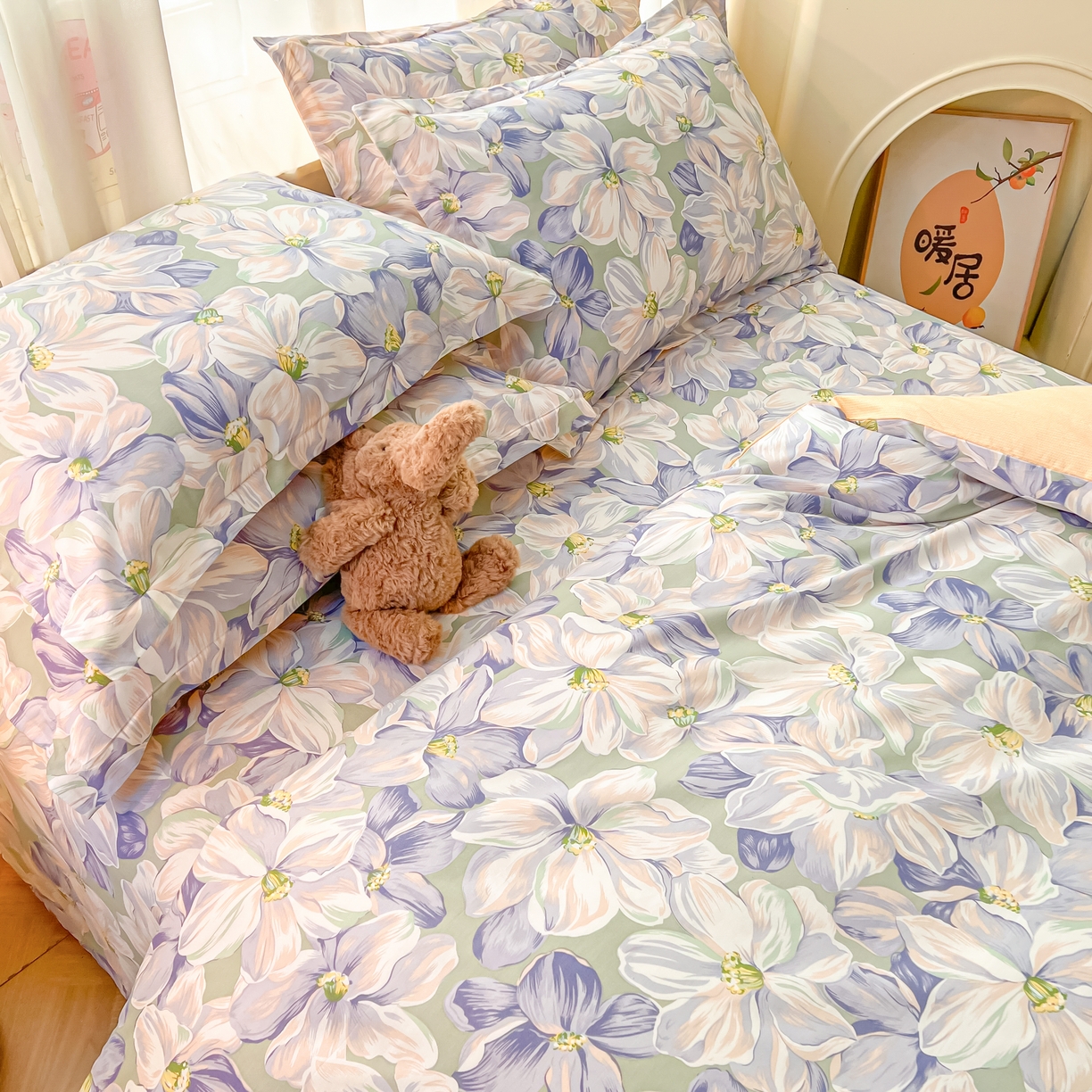 91家纺网 家纺一手货源 找家纺 珂博家纺 2026新款12868全棉纯棉小清新印花系列单品被套 梦里繁花