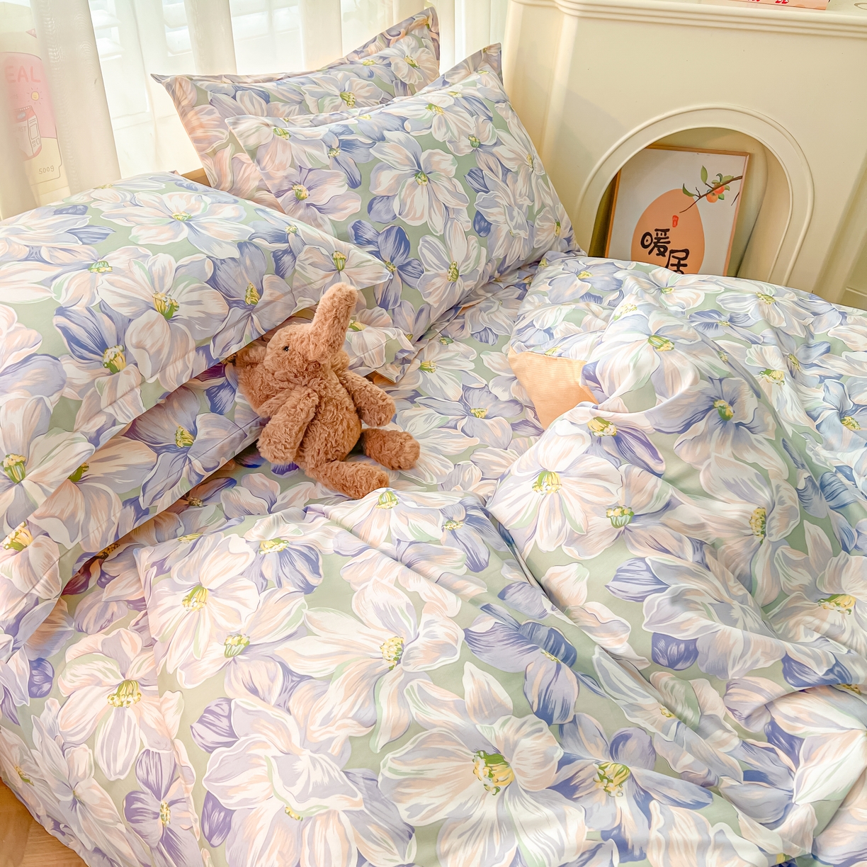 91家纺网 家纺一手货源 找家纺 珂博家纺 2026新款12868全棉纯棉小清新印花系列单品被套 梦里繁花