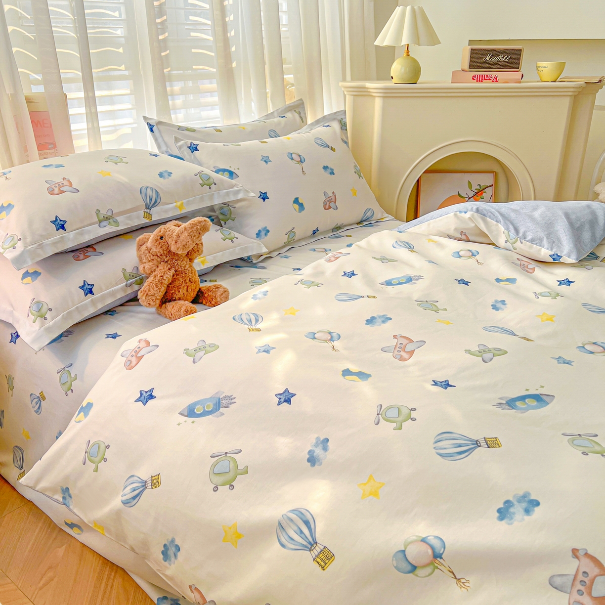 91家纺网 家纺一手货源 找家纺 珂博家纺 2026新款12868全棉纯棉小清新印花系列单品被套 星辰大海