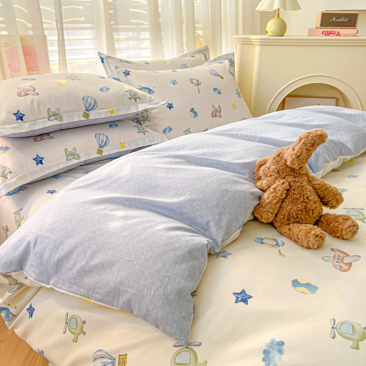 91家纺网 家纺一手货源 找家纺 珂博家纺 2026新款12868全棉纯棉小清新印花系列单品被套 星辰大海