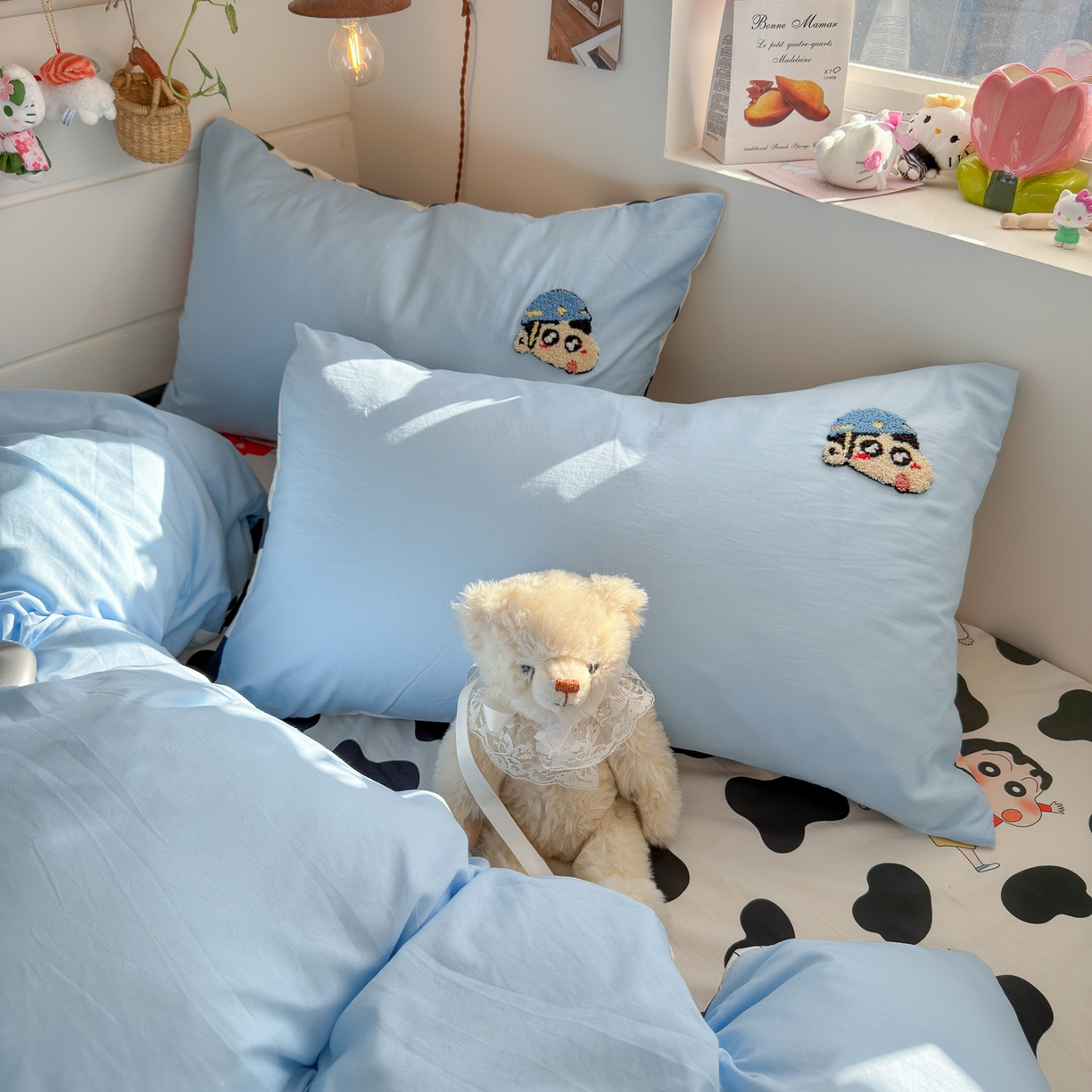 91家纺网 家纺一手货源 找家纺 优卡迪家纺馆 2026新款水洗棉印加绣四件套 动感涂鸭-天蓝