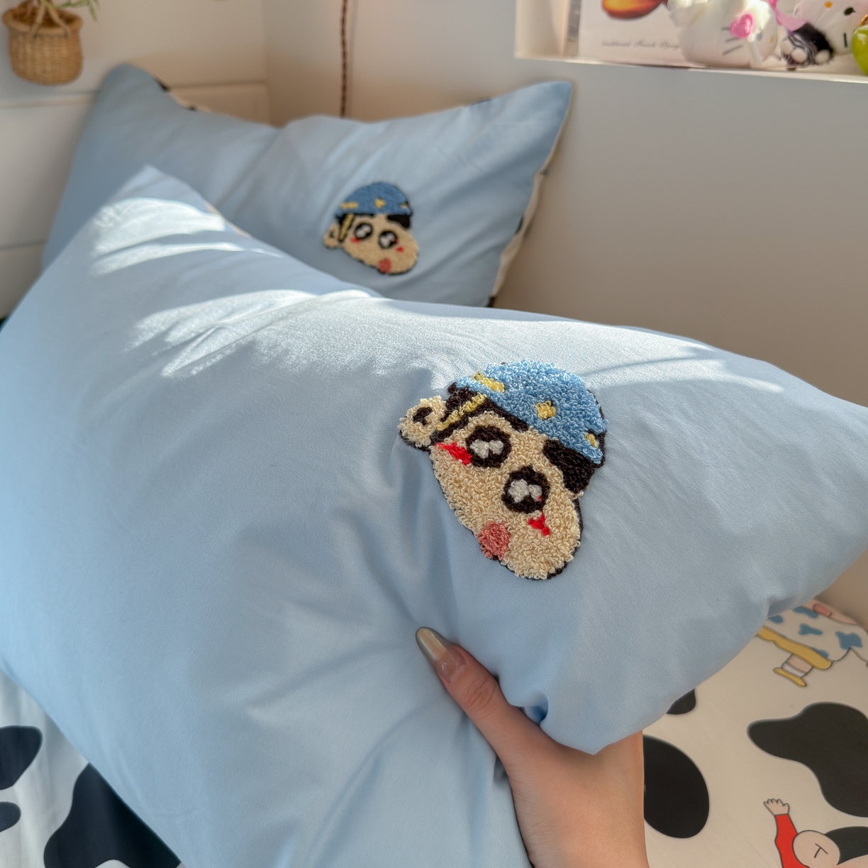 91家纺网 家纺一手货源 找家纺 优卡迪家纺馆 2026新款水洗棉印加绣四件套 动感涂鸭-天蓝