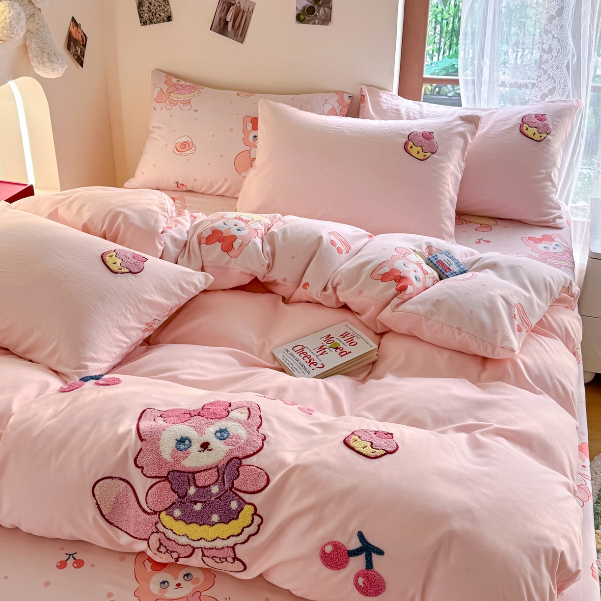 91家纺网 家纺一手货源 找家纺 优卡迪家纺馆 2026新款水洗棉印加绣四件套 玲娜-玉粉