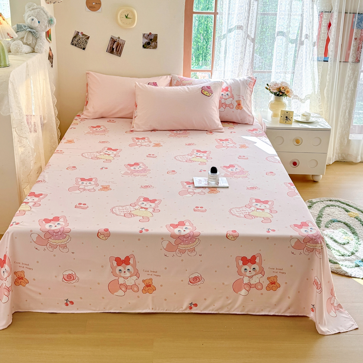 91家纺网 家纺一手货源 找家纺 优卡迪家纺馆 2026新款水洗棉印加绣四件套 玲娜-玉粉