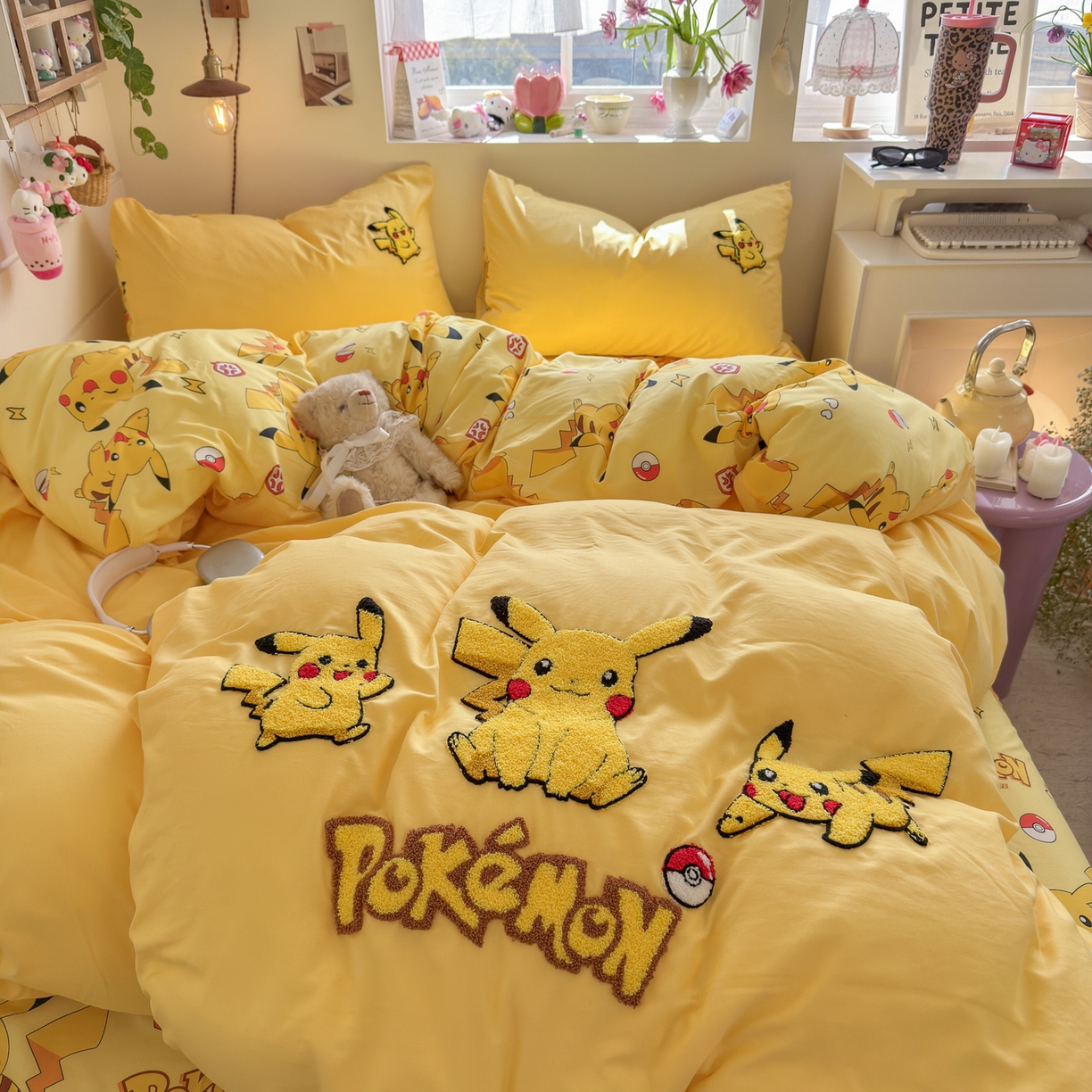 91家纺网 家纺一手货源 找家纺 优卡迪家纺馆 2026新款水洗棉印加绣四件套 闪电宝宝-金黄