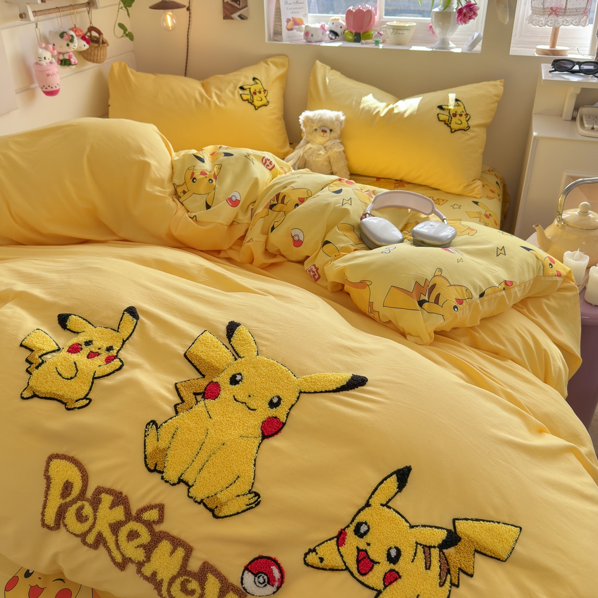 91家纺网 家纺一手货源 找家纺 优卡迪家纺馆 2026新款水洗棉印加绣四件套 闪电宝宝-金黄