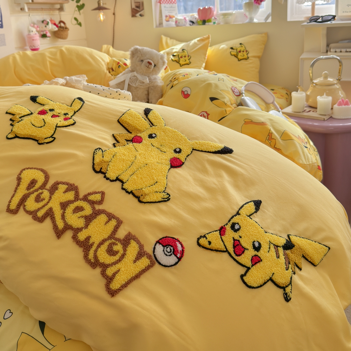 91家纺网 家纺一手货源 找家纺 优卡迪家纺馆 2026新款水洗棉印加绣四件套 闪电宝宝-金黄