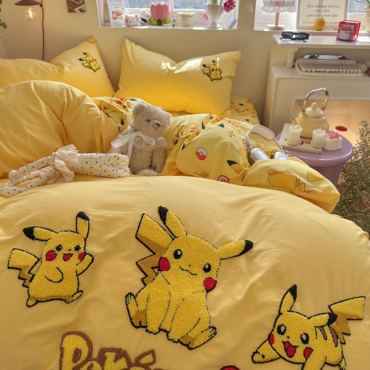 91家纺网 家纺一手货源 找家纺 优卡迪家纺馆 2026新款水洗棉印加绣四件套 闪电宝宝-金黄