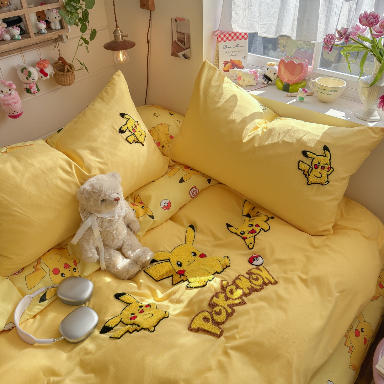 91家纺网 家纺一手货源 找家纺 优卡迪家纺馆 2026新款水洗棉印加绣四件套 闪电宝宝-金黄