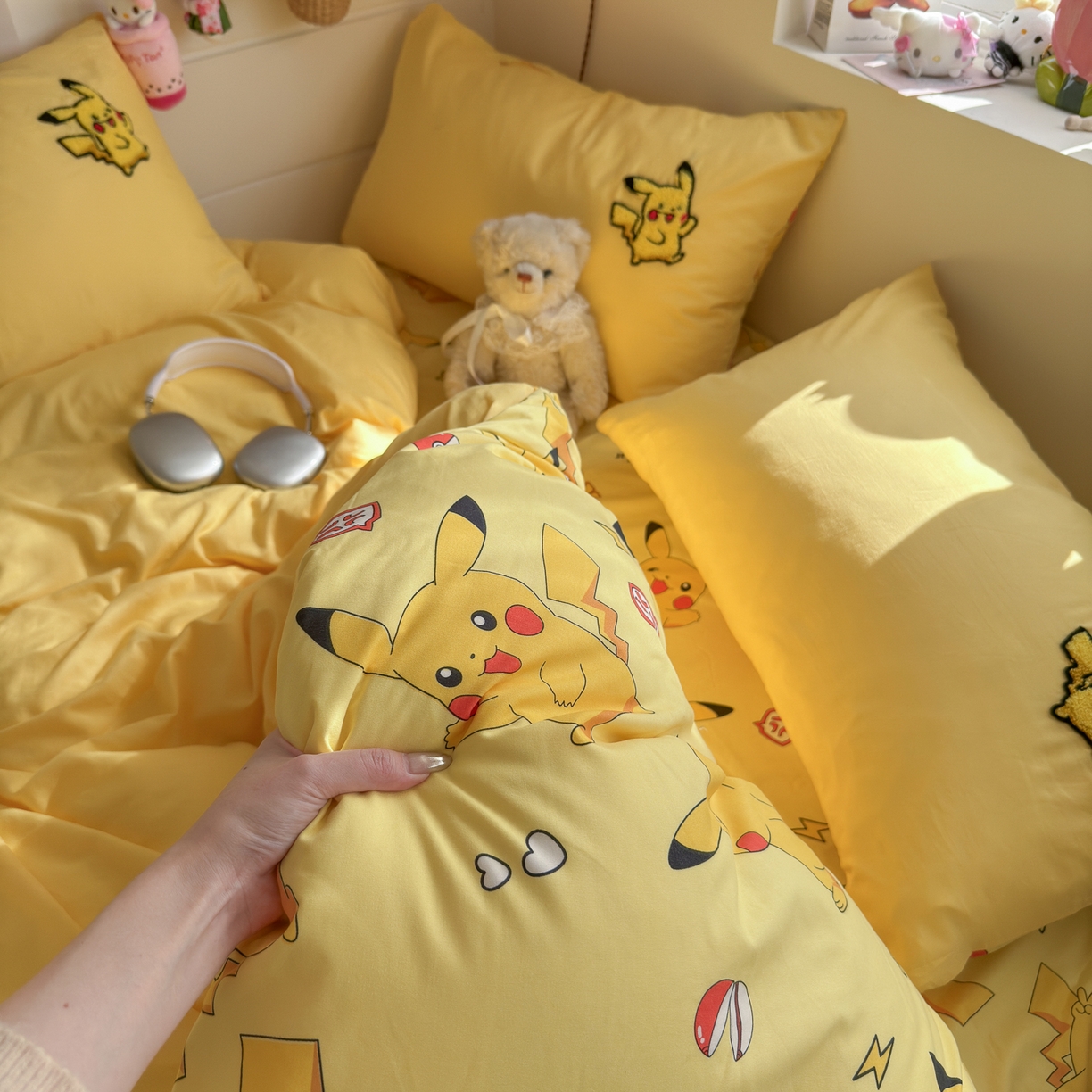 91家纺网 家纺一手货源 找家纺 优卡迪家纺馆 2026新款水洗棉印加绣四件套 闪电宝宝-金黄