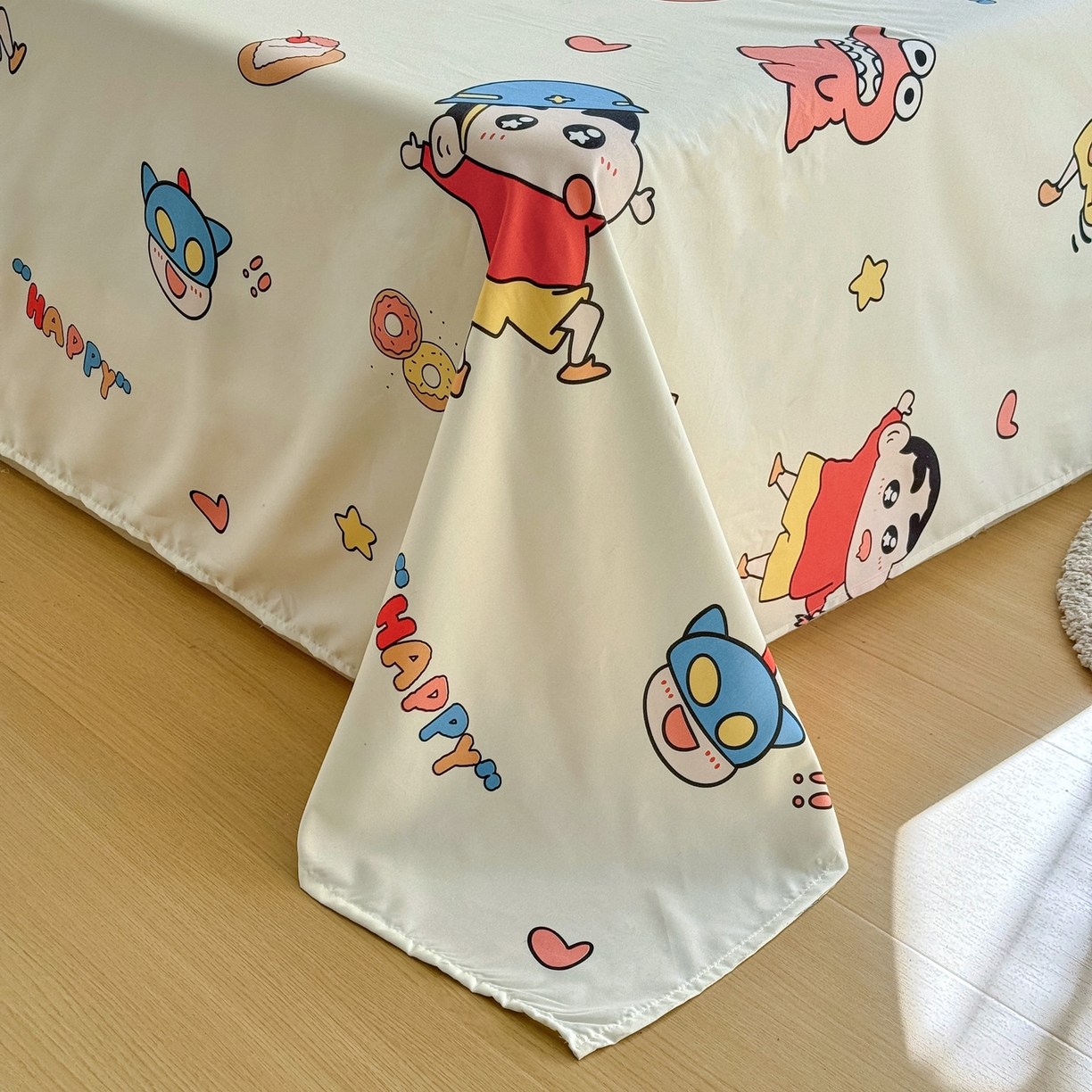 91家纺网 家纺一手货源 找家纺 优卡迪家纺馆 2026新款水洗棉印加绣四件套 淘气小新-奶黄