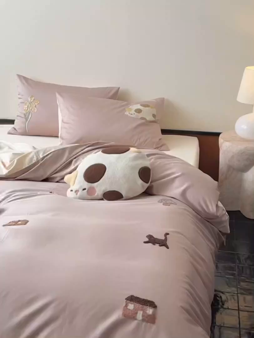 91家纺网 家纺一手货源 找家纺 （总）鹿班家居 2026春季新品100S长绒棉毛巾绣系列四件套-午后（标准会员-20元）