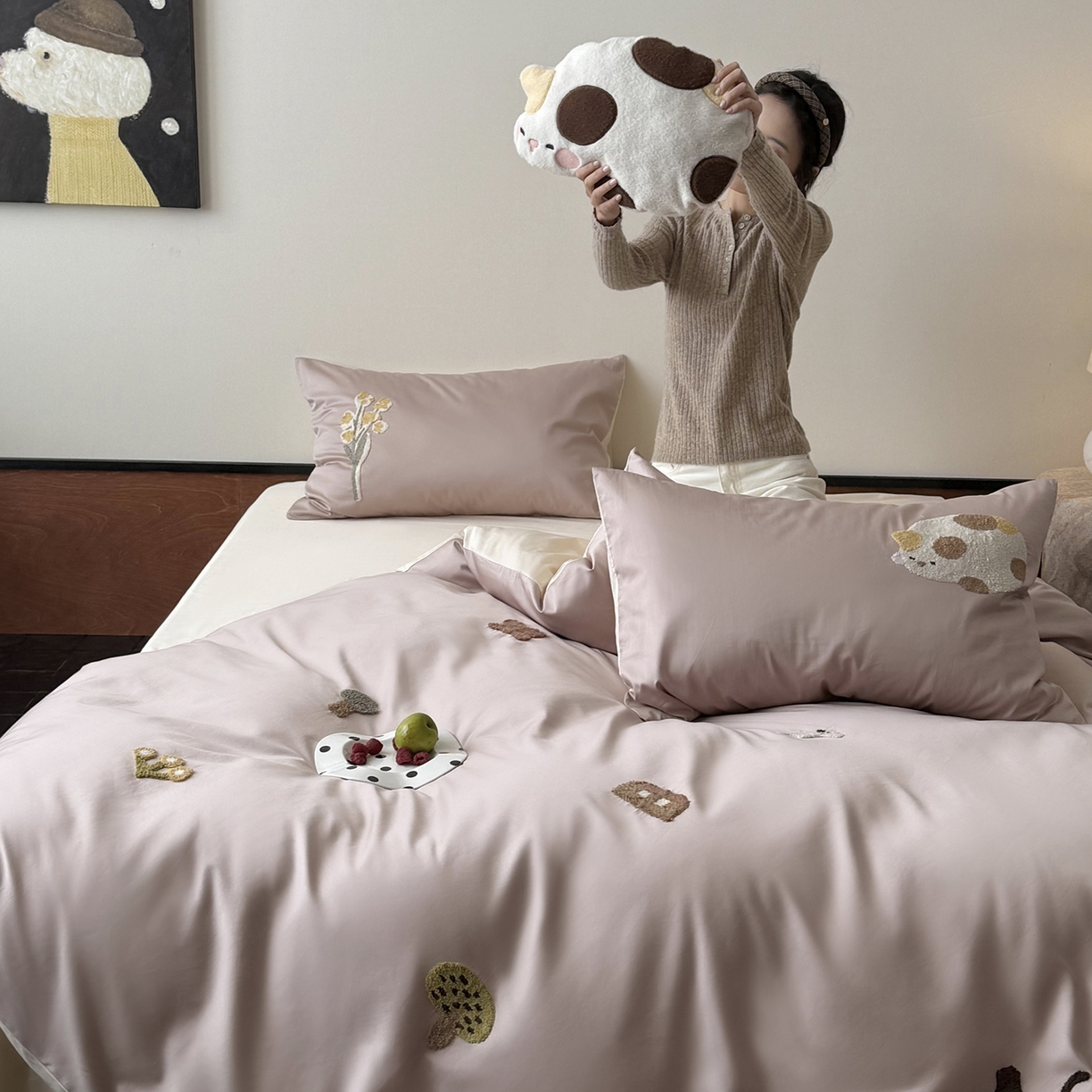 91家纺网 家纺一手货源 找家纺 （总）鹿班家居 2026春季新品100S长绒棉毛巾绣系列四件套-午后（标准会员-20元）