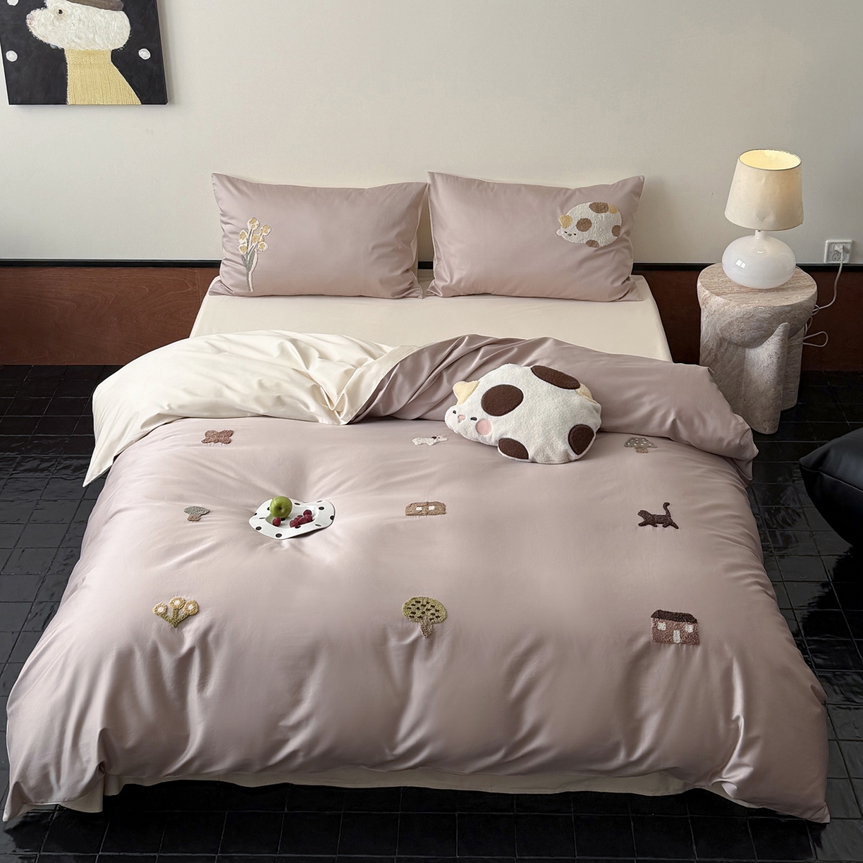 91家纺网 家纺一手货源 找家纺 （总）鹿班家居 2026春季新品100S长绒棉毛巾绣系列四件套-午后（标准会员-20元）