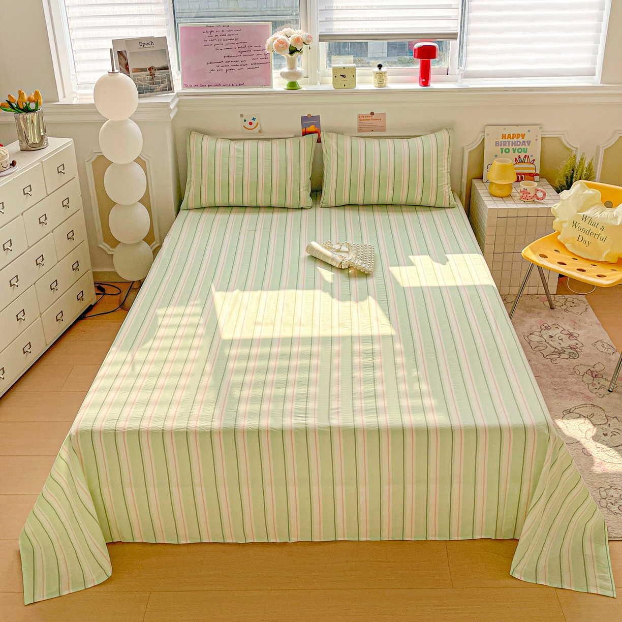 91家纺网 家纺一手货源 找家纺 （总）柠萌家居 2026新款全棉A类色织水洗棉母婴级简约格子三件套床单