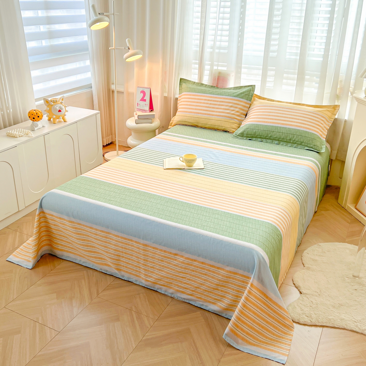 91家纺网 家纺一手货源 找家纺 （总）珂博家纺 2026新款12868全棉纯棉小清新印花系列单床单床笠