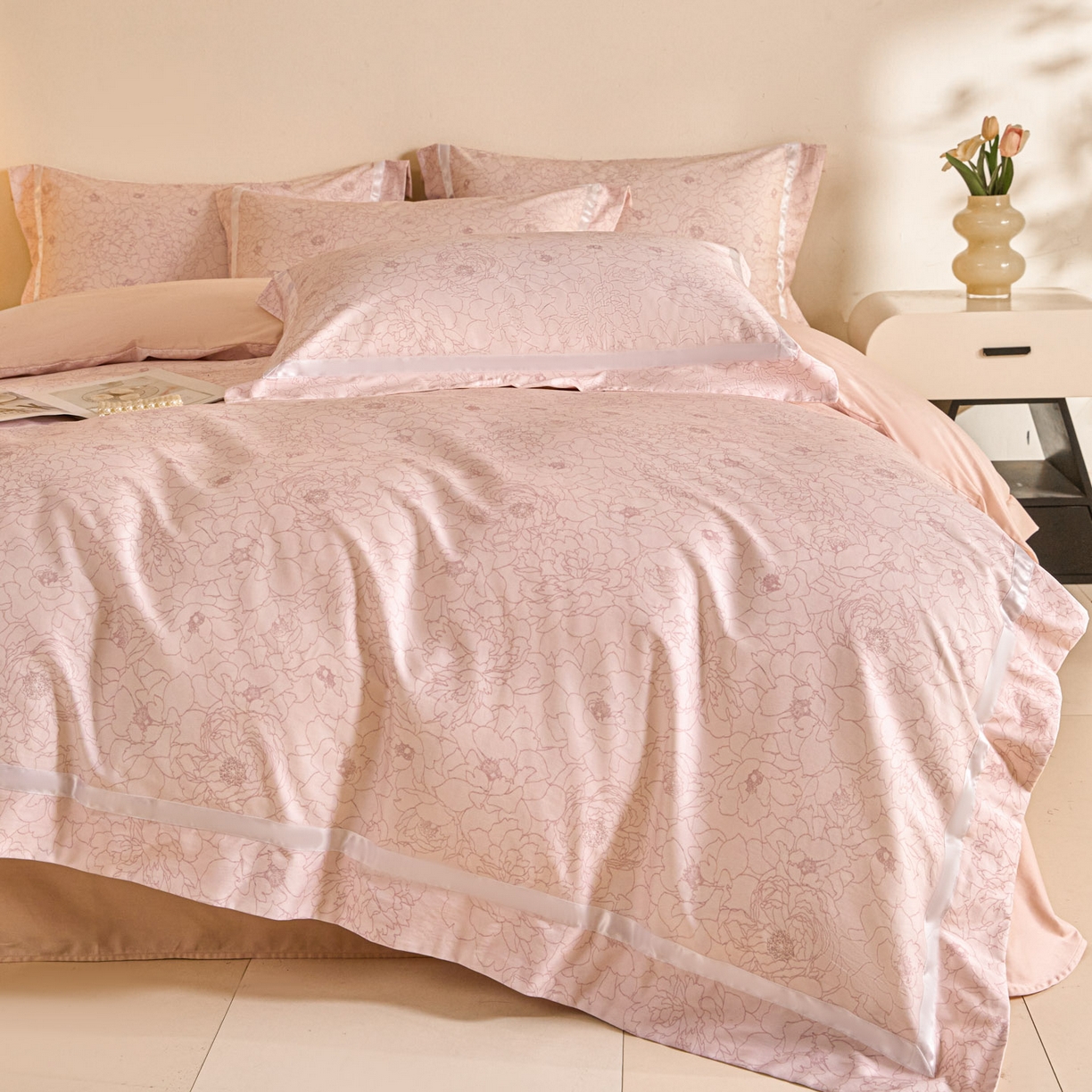 91家纺网 家纺一手货源 找家纺 （总）【控价】新方向 2026年 数码印花50s双股全棉纯棉贡缎长绒棉四件套-约定