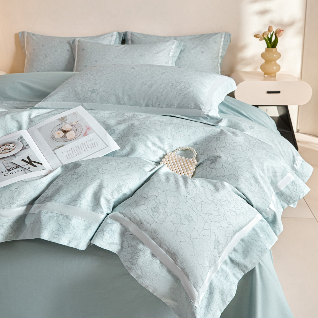 新方向 【控价】2026年 数码印花50s双股全棉纯棉贡缎长绒棉四件套-约定 约定-星月蓝