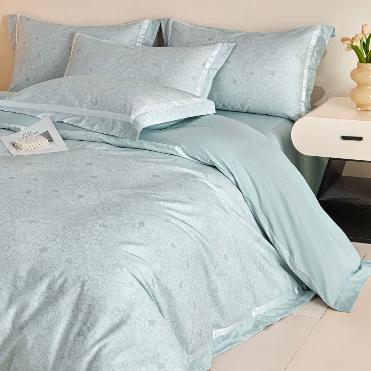 91家纺网 家纺一手货源 找家纺 新方向 【控价】2026年 数码印花50s双股全棉纯棉贡缎长绒棉四件套-约定 约定-星月蓝