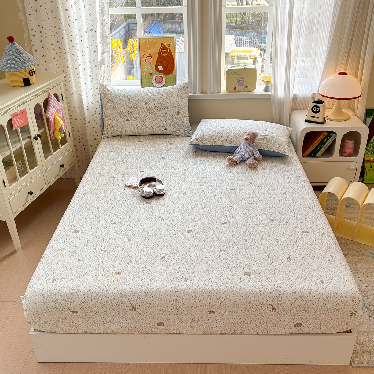 91家纺网 家纺一手货源 找家纺 （总）沐芷 2026 【提供买家秀】古法水洗仿棉床笠席梦思床罩床垫防滑床套罩床笠三件套