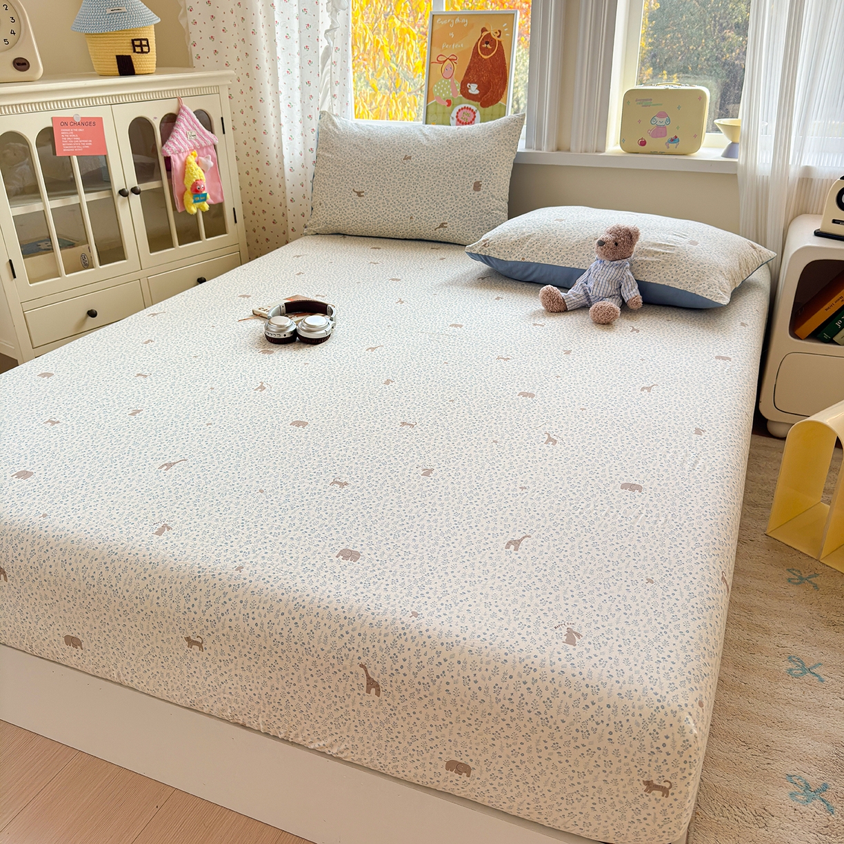 91家纺网 家纺一手货源 找家纺 （总）沐芷 2026 【提供买家秀】古法水洗仿棉床笠席梦思床罩床垫防滑床套罩床笠三件套