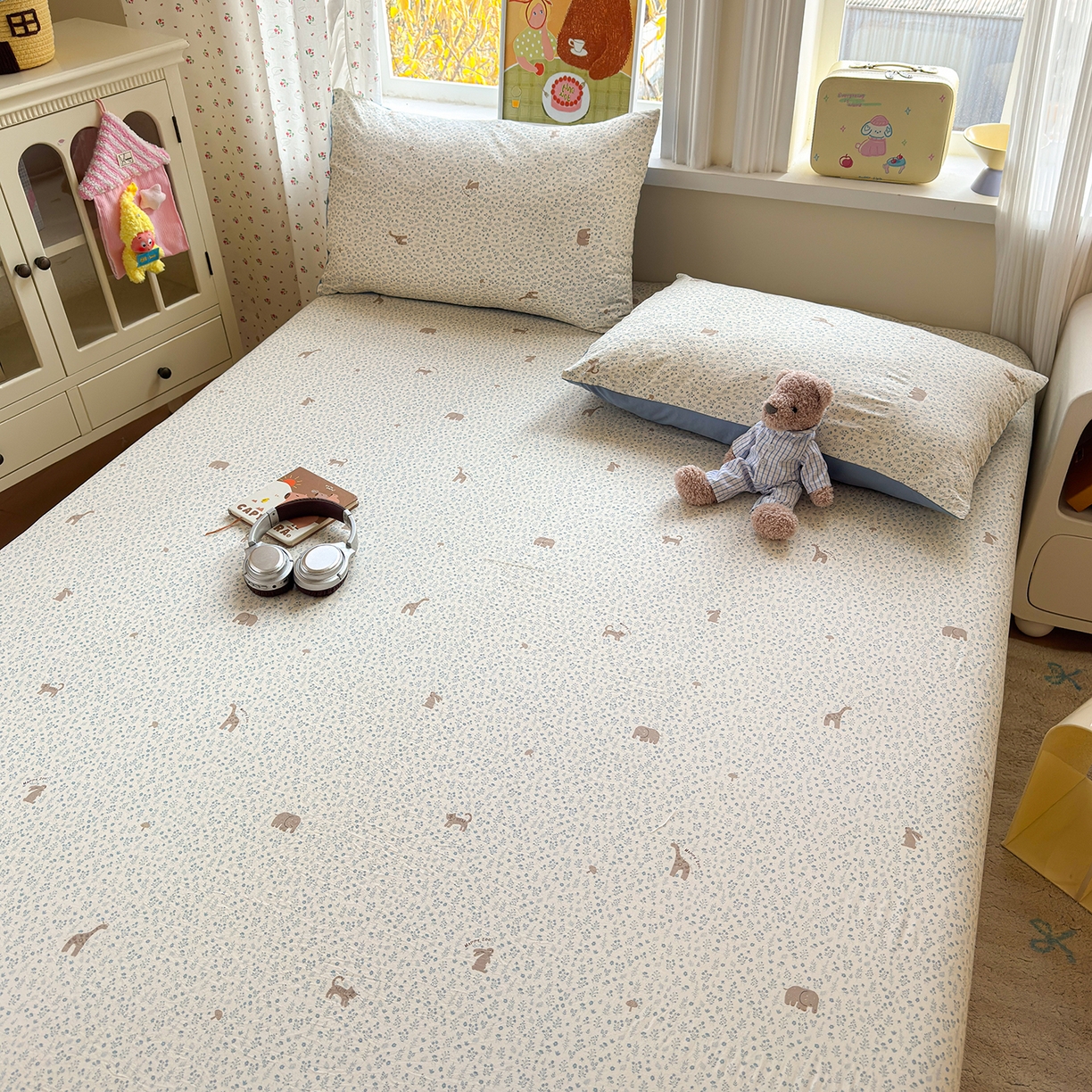 91家纺网 家纺一手货源 找家纺 （总）沐芷 2026 【提供买家秀】古法水洗仿棉床笠席梦思床罩床垫防滑床套罩床笠三件套