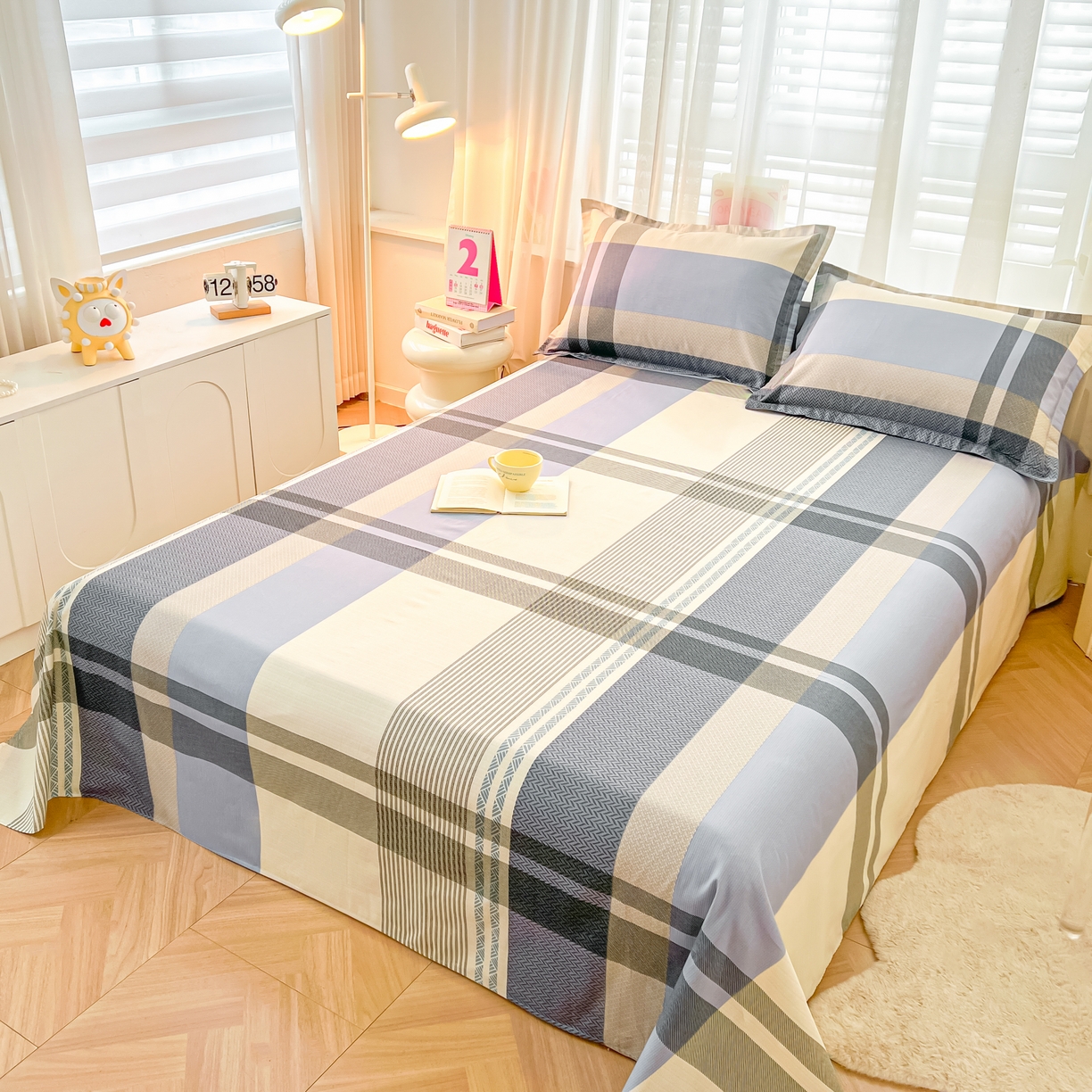 91家纺网 家纺一手货源 找家纺 珂博家纺 2026新款12868全棉纯棉小清新印花系列单床单床笠 格调都市