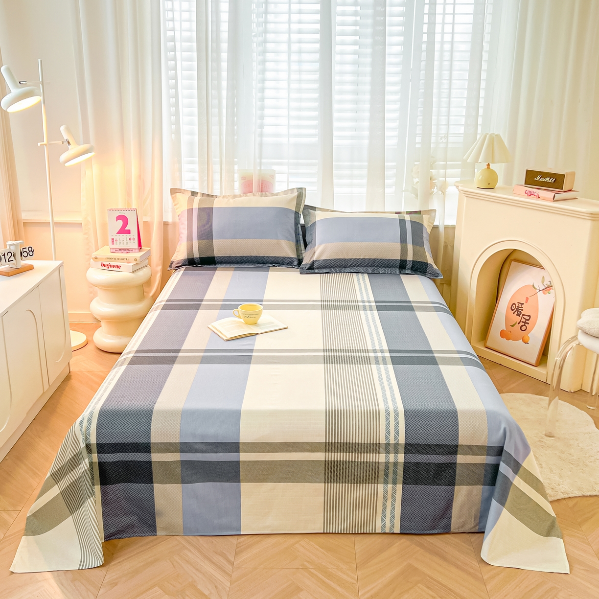 91家纺网 家纺一手货源 找家纺 珂博家纺 2026新款12868全棉纯棉小清新印花系列单床单床笠 格调都市