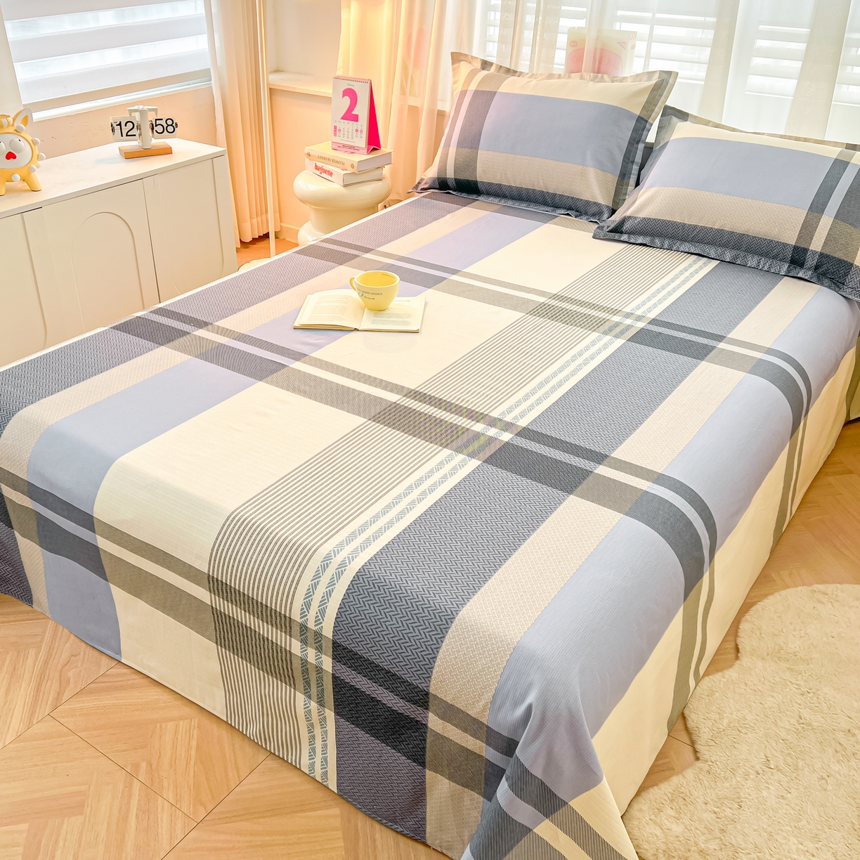 91家纺网 家纺一手货源 找家纺 珂博家纺 2026新款12868全棉纯棉小清新印花系列单床单床笠 格调都市