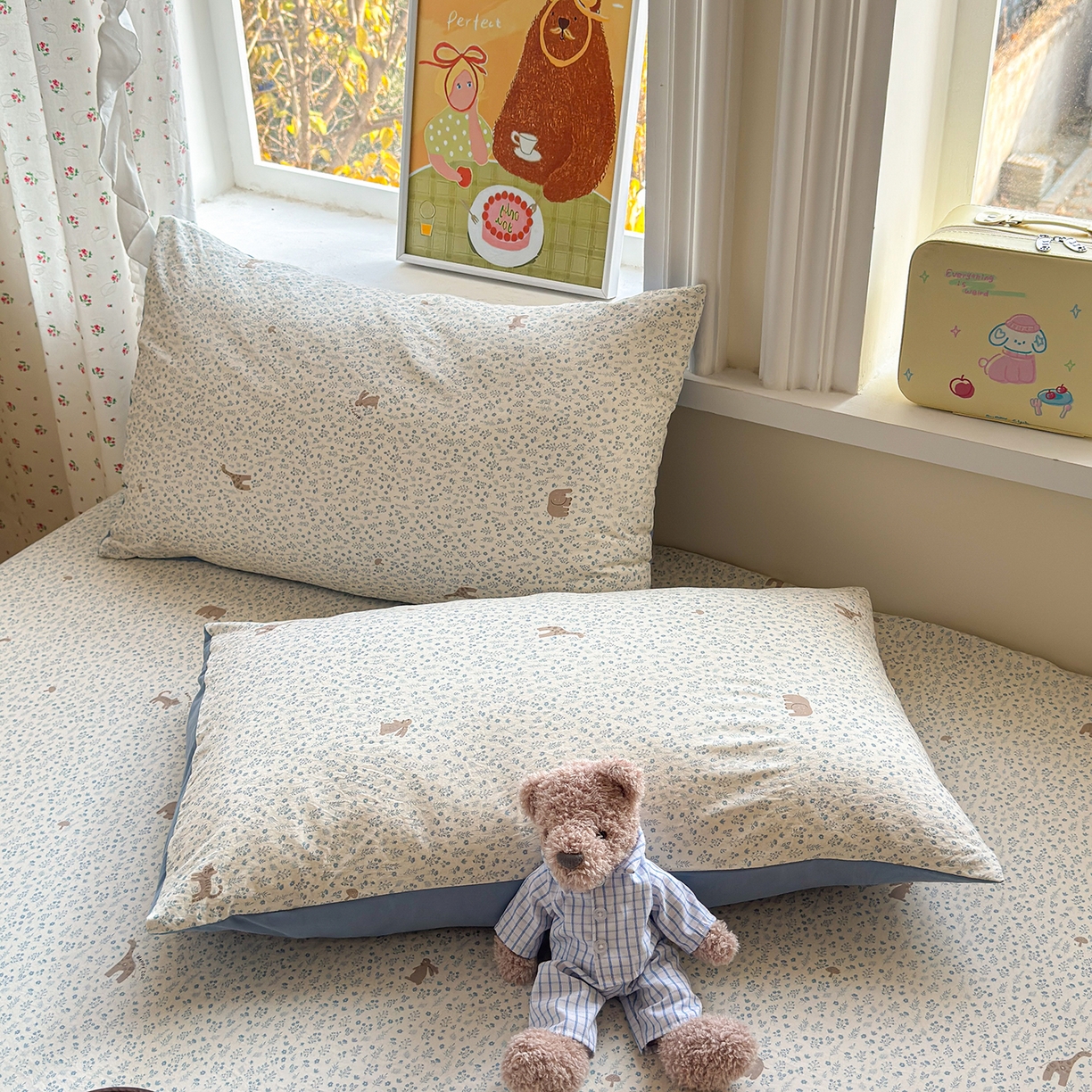 91家纺网 家纺一手货源 找家纺 沐芷 2026 【提供买家秀】古法水洗仿棉床笠席梦思床罩床垫防滑床套罩床笠三件套 萌物