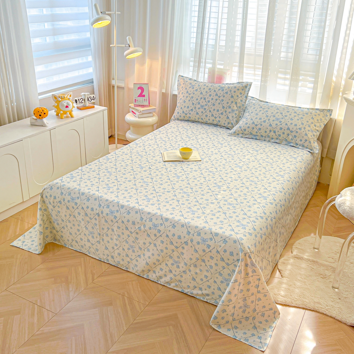 珂博家纺 2026新款12868全棉纯棉小清新印花系列单床单床笠 浪漫满屋