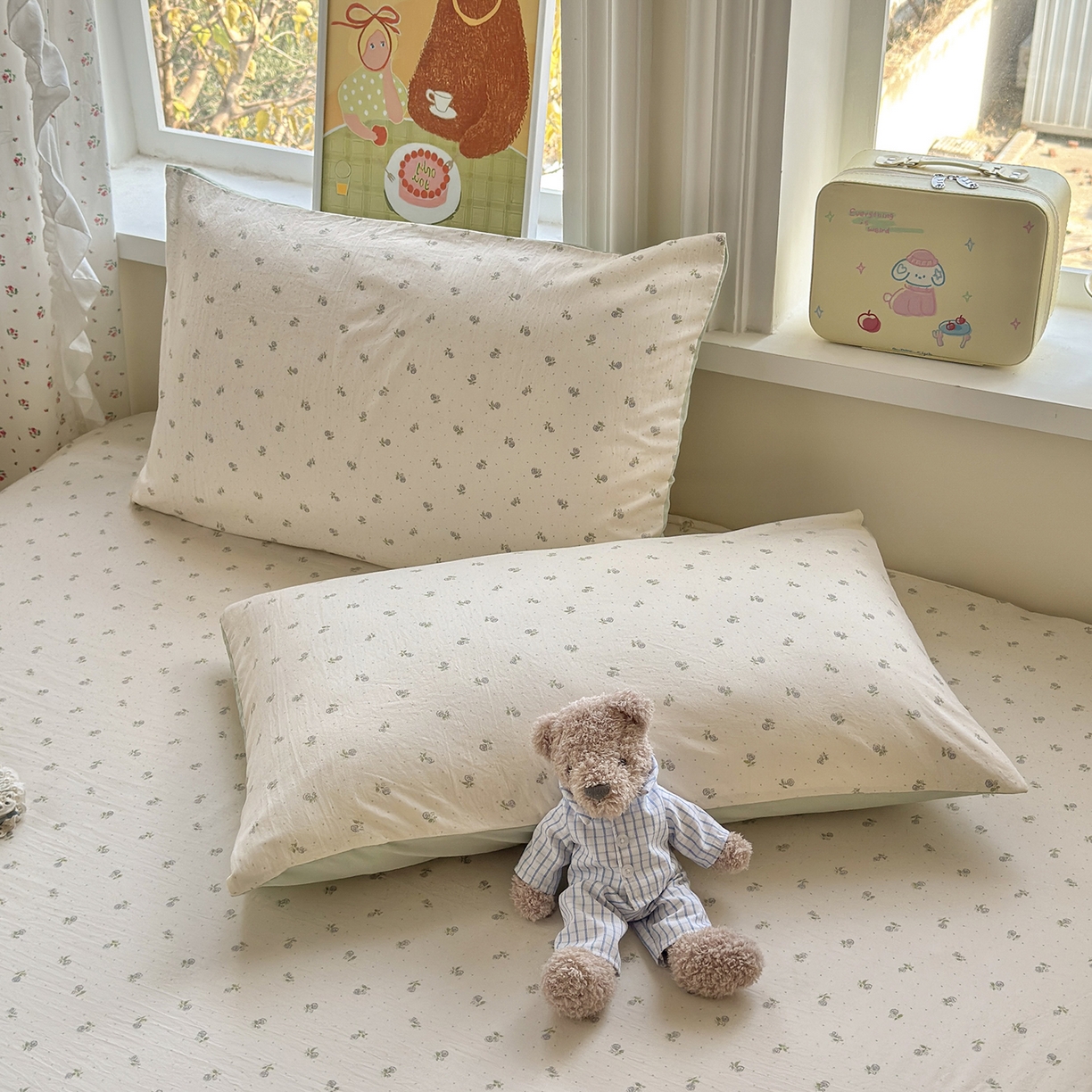 91家纺网 家纺一手货源 找家纺 沐芷 2026 【提供买家秀】古法水洗仿棉床笠席梦思床罩床垫防滑床套罩床笠三件套 白月光